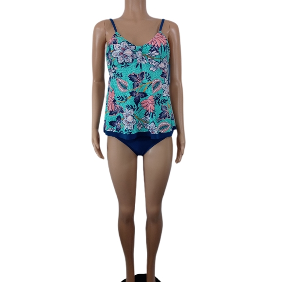 Caribbean Joe 2pc Swimsuit with adjustable should - Picture 4 of 6
